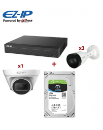 KIT DE SURVEILLANCE NVR1B04HS POE + 3 CAMERAS EXTERNE + 1 CAMERA INTERNE + DISQUE 1To SURVEILLANCE