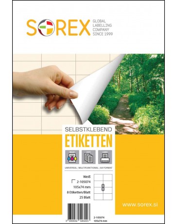 ETIQUETTE SOREX A4/8 105*74 105074
