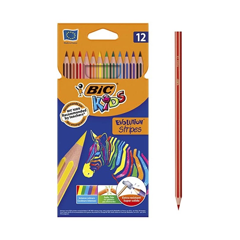 CRAYON COULEURS DE 12 STRIPES