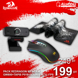 PACK REDRAGON GAMING WEBCAM GW800+TAPIS P018+SOURIS M711-FPS