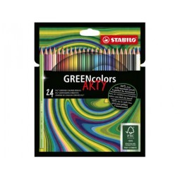 POCHETTE 24CRAYONS COULEUR 6019/24 GREENCOLORS STABILO