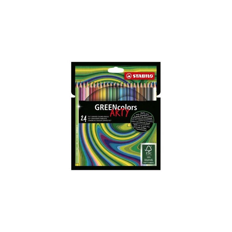 POCHETTE 24CRAYONS COULEUR 6019/24 GREENCOLORS STABILO