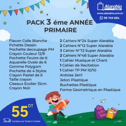 PACK FOURNITURE SCOLAIRE 3EME ANNÉE PRIMAIRE