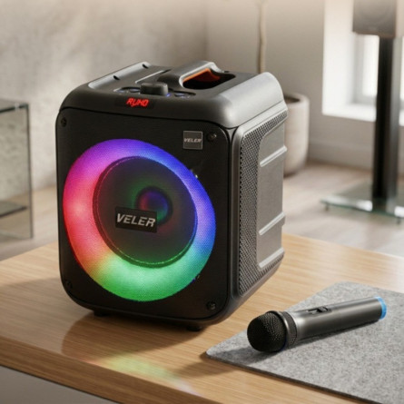 HAUT PARLEUR SANS FIL VELER-915 AVEC MICRO NOIR 120W 2X8"