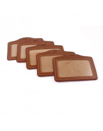 badge en cuir marron + clips 50pcs