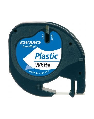 Ruban D'étiquettes DYMO Plastique 91201Blanc 12 Mm X 4 M