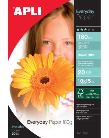 PAPIER PHOTO APLI Brillant EVERDAY A4 180G 20 FEUILLES