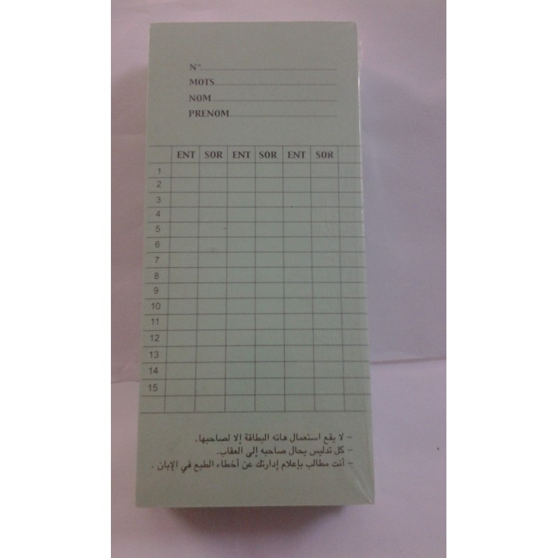 FICHE DE POINTAGE 100F RIBAT