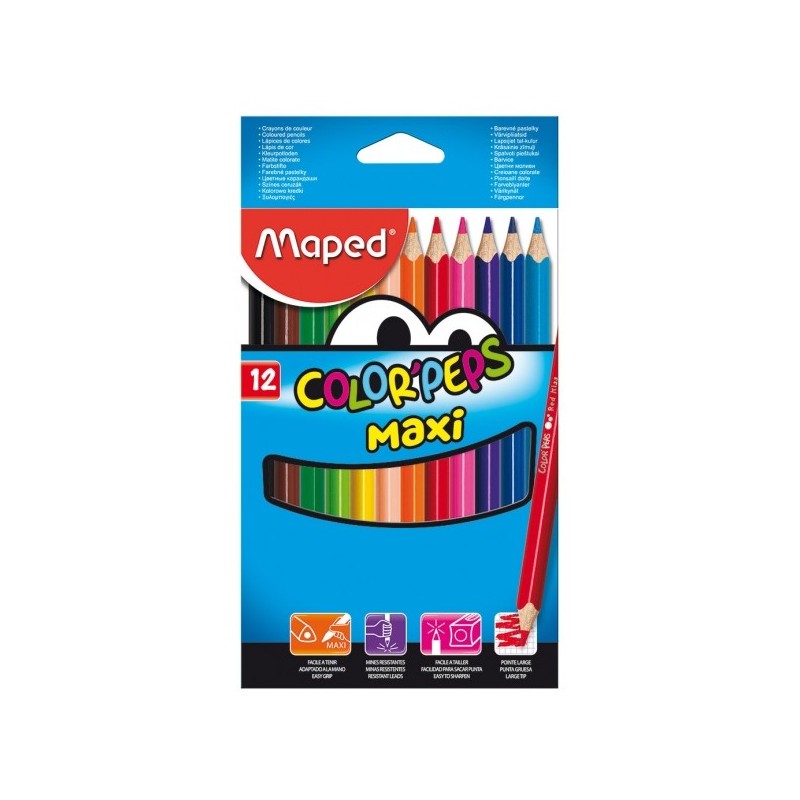 POCHETTE DE 12 CRAYONS COLOR'PEPS MAXI MAPED REF 834010